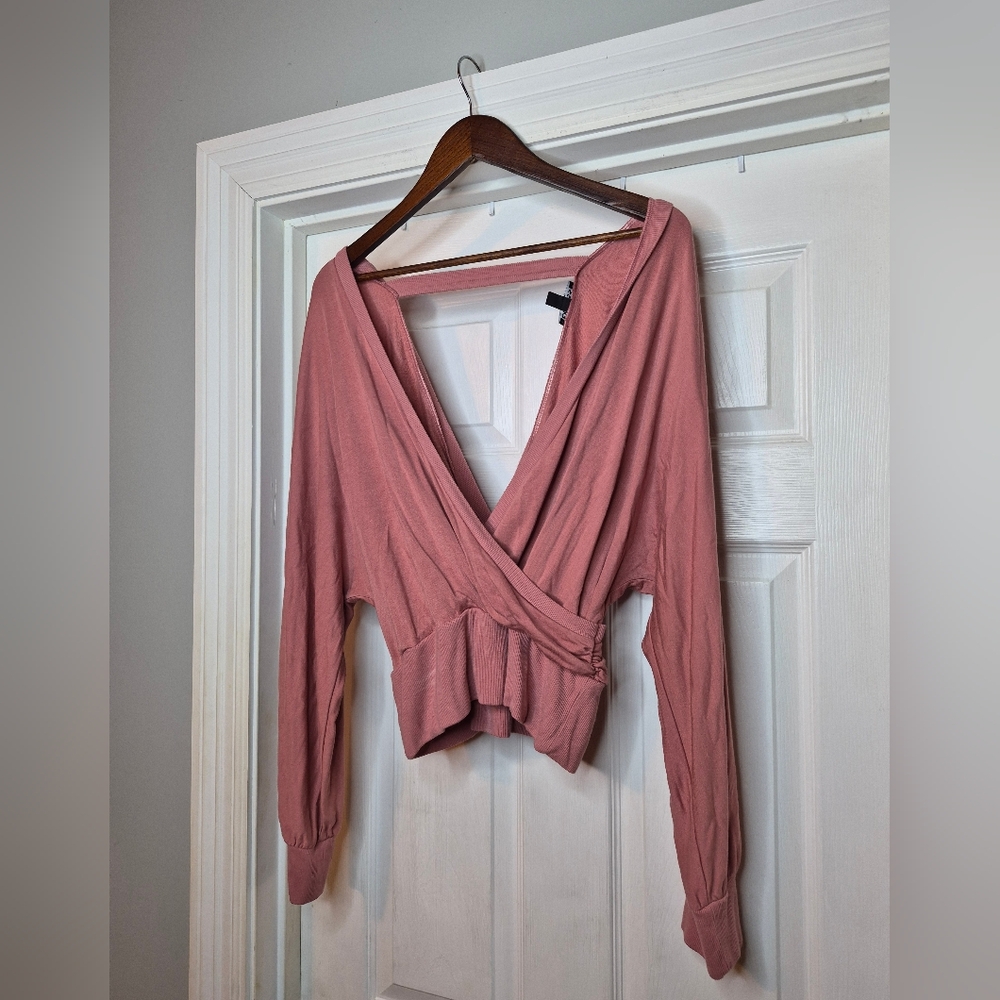 Express Dusty Rose Wrap Blouse Top Size L